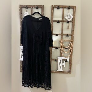 Elegant Black Lace V-Neck Dress - Brand: Unknown
